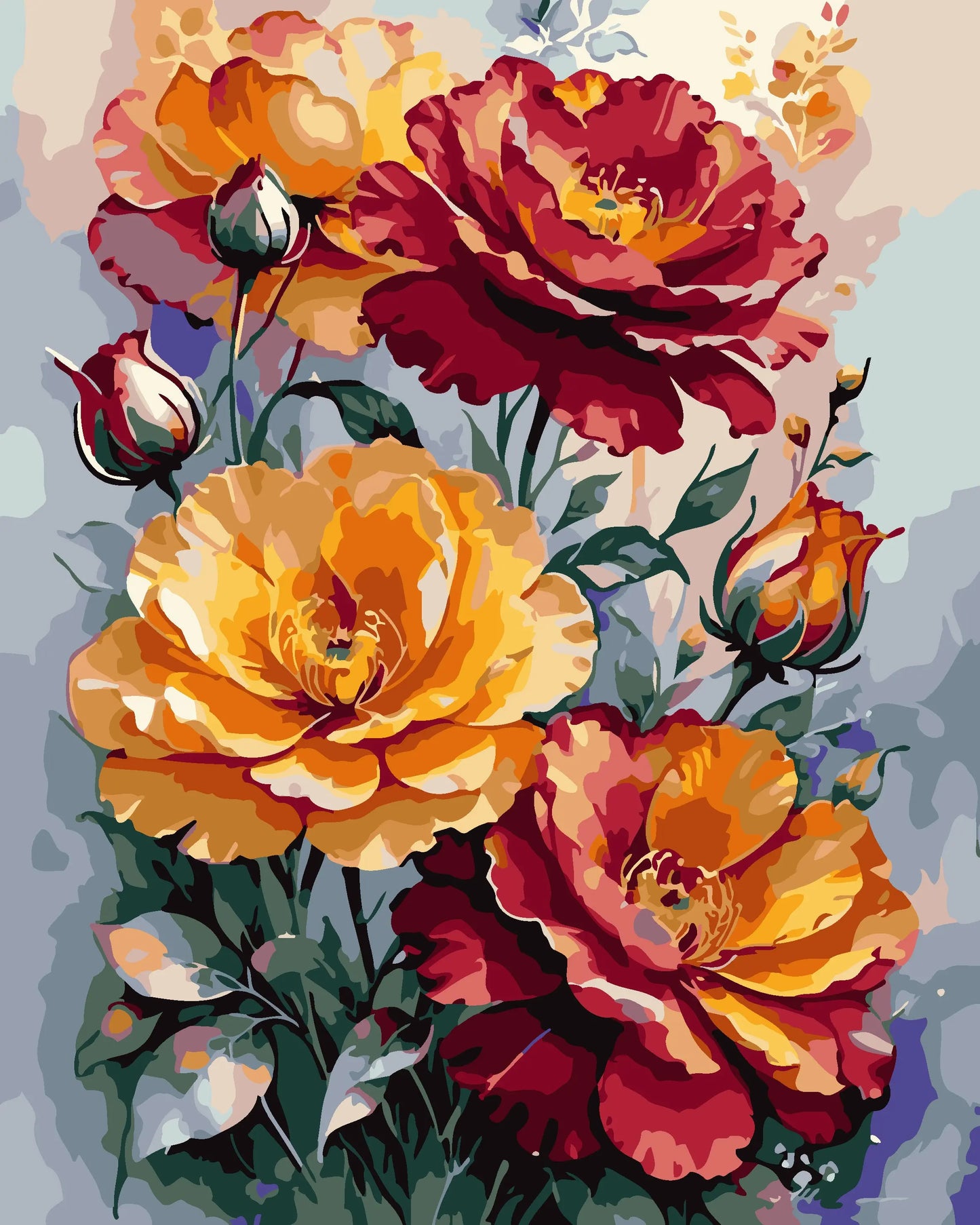 Wild Roses DIY Acrylic Painting by Numbers Kit on Canvas - TULIP N TURTLE