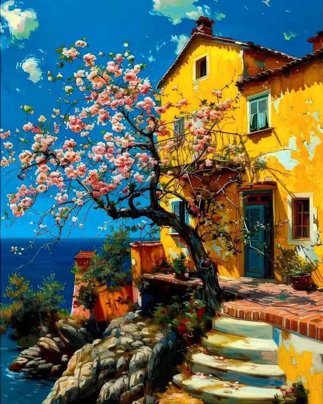 Blossom by The Sea DIY Acrylic Painting by Numbers Kit on Canvas - TULIP N TURTLE