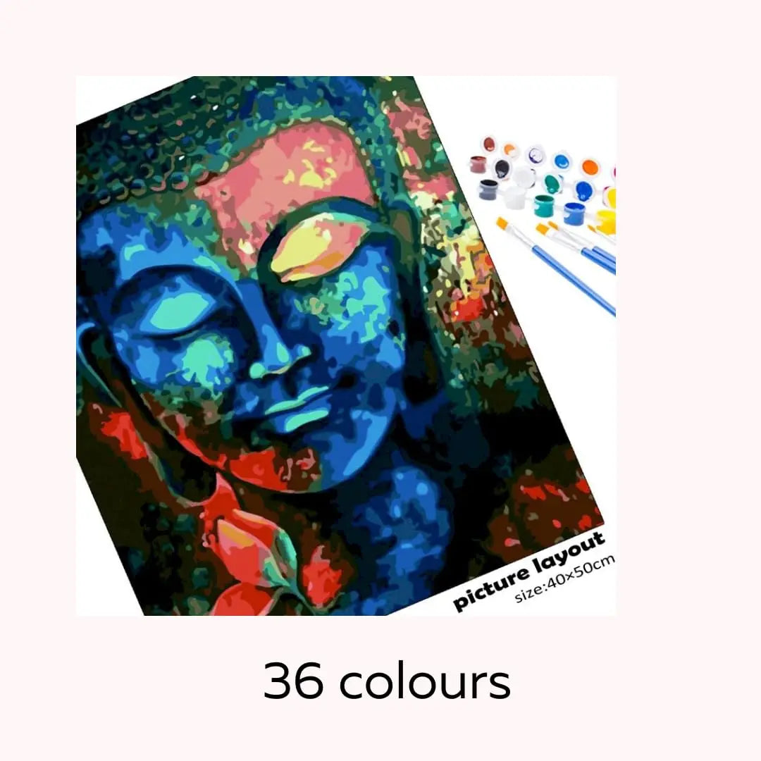 Buddha Da Vinci Series 36 colour rolled canvas DIY Acrylic Painting by Numbers Kit on Canvas… (Copy) - TULIP N TURTLE
