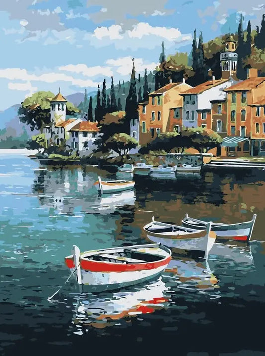 Boat DIY Acrylic Painting by Numbers Kit on Canvas - TULIP N TURTLE