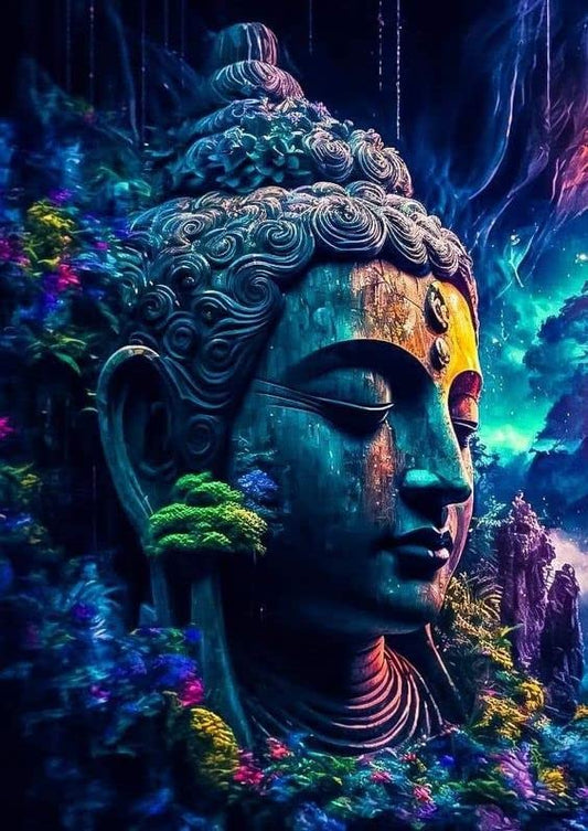 "Gautam Buddha" DIY 5D Diamond Painting by Numbers Kit  on Canvas Round  Full Drill Rhinestone Embroidery - TULIP N TURTLE