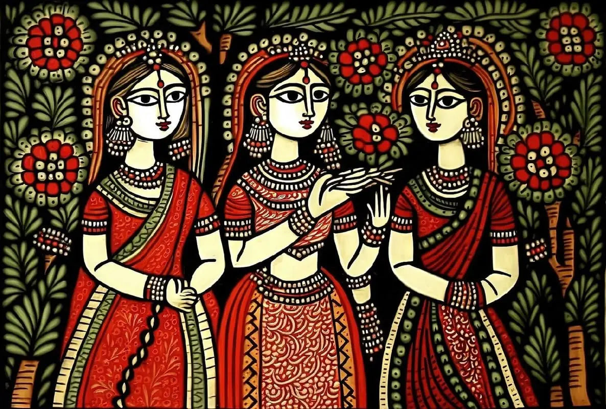 Madhubani DIY Acrylic Painting by Numbers Kit on Canvas - TULIP N TURTLE