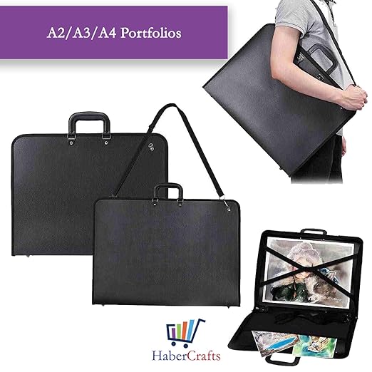 Portfolio Case Art Folder Artist Presentation Carry Case Art Portfolio With Carrying Strap Water Resistant Vinyl Storage Pocket Protection Zip Student Professionals Drawing Painting Sketch Bag (A3) - TULIP N TURTLE