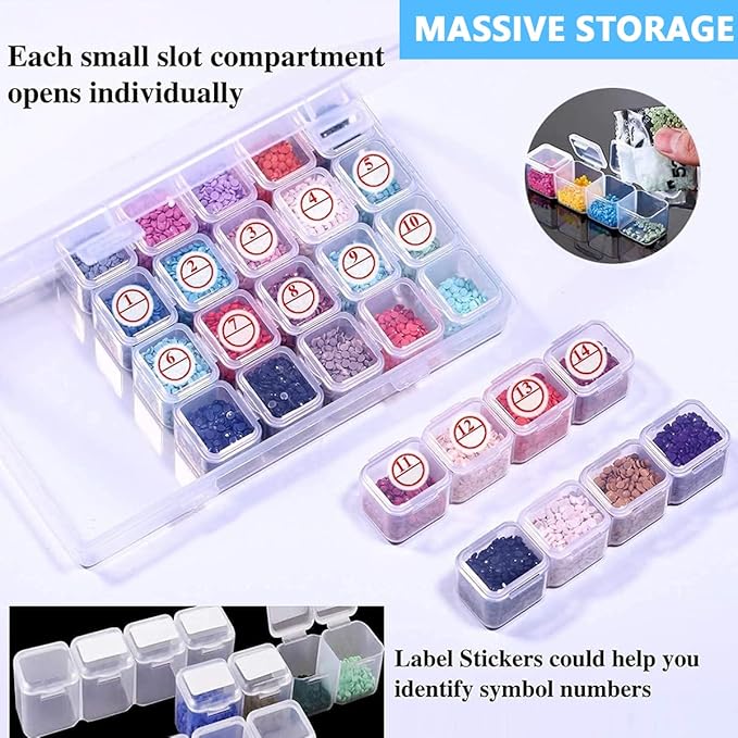 5D DIY Diamond Painting Tools and Accessories Kits with Diamond Embroidery Box, 9 Multiple Sizes Painting Pens, Glue Clay, Diamond Tray, Ziplock Bags, Clips, and Tweezer - TULIP N TURTLE