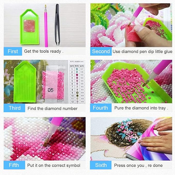 5D DIY Diamond Painting Tools and Accessories Kits with Diamond Embroidery Box, 9 Multiple Sizes Painting Pens, Glue Clay, Diamond Tray, Ziplock Bags, Clips, and Tweezer - TULIP N TURTLE