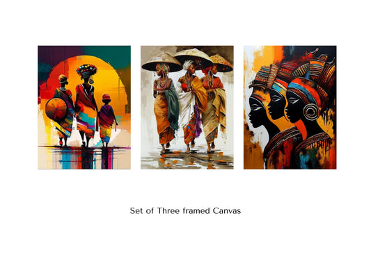 "AFRICAN ART" Mini PBN set of three framed paint by number kits 15cm*20cm each. - TULIP N TURTLE