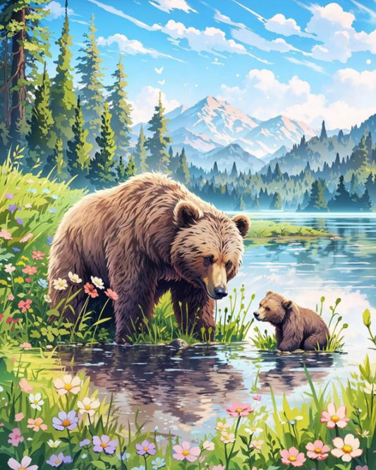 BEAR DIY Acrylic Painting by Numbers Kit on Canvas… Tulip n Turtle