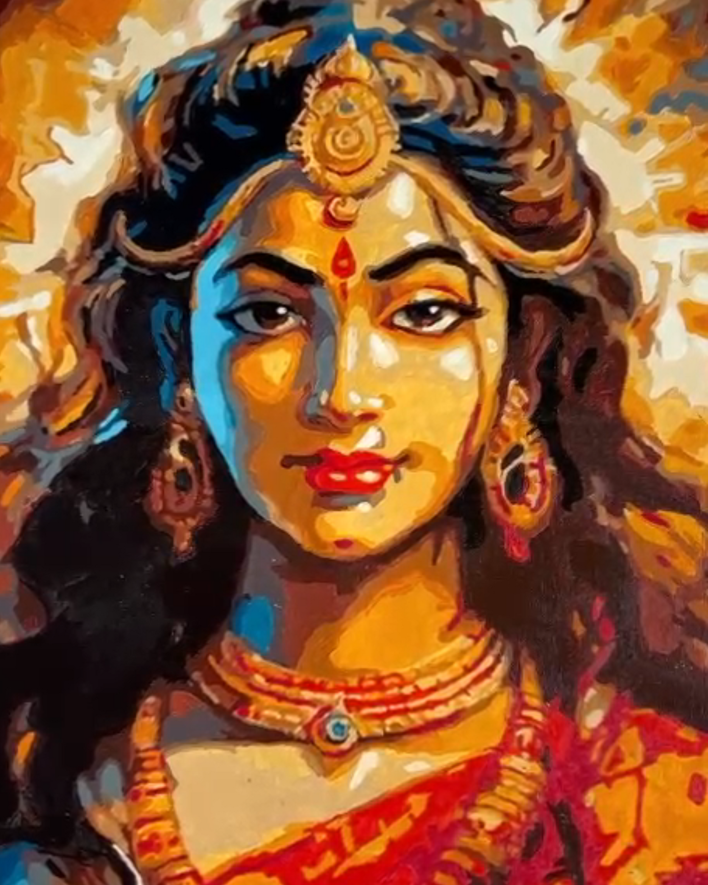 NARI Finished paint by number kit on Canvas size 40*50 cm. Colours used- Acrylic