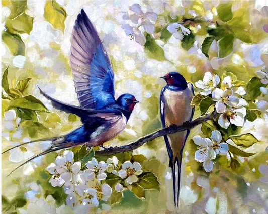 BLUE BIRD DIY Acrylic Painting by Numbers Kit on Canvas… - TULIP N TURTLE