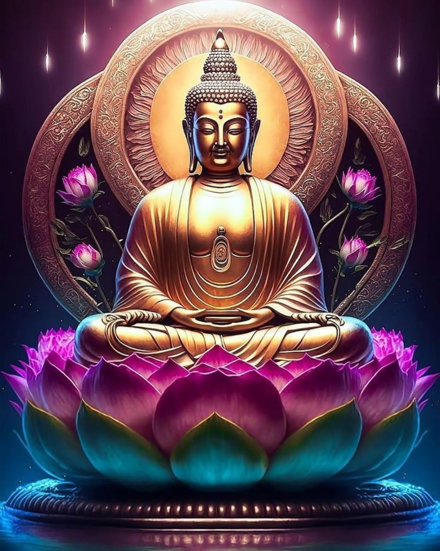 BUDDHA LOTUS DIY Acrylic Painting by Numbers Kit on Canvas - TULIP N TURTLE