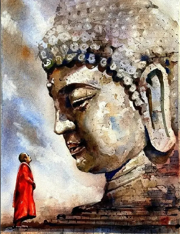 BUDDHA MONK DIY Acrylic Painting by Numbers Kit on Canvas Deepan Enterprises