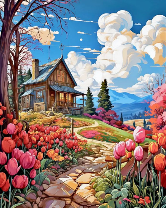 BLOOMING VALLEY DIY Acrylic Painting by Numbers Kit on Canvas… Tulip n Turtle