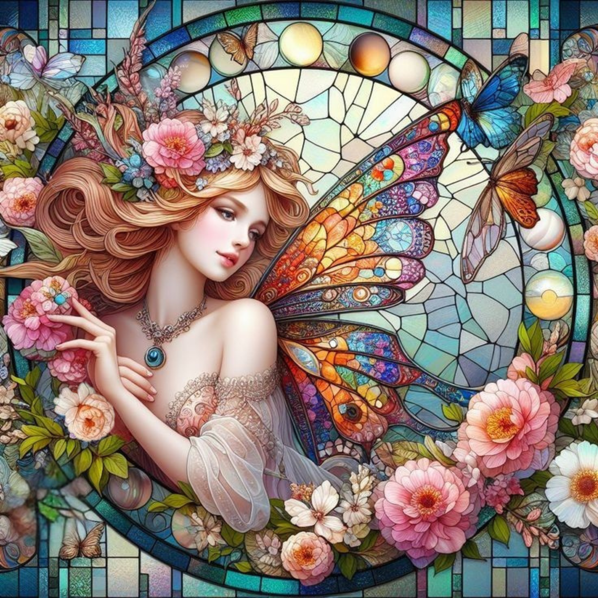 Winged Blossom DIY 5D Diamond Painting by Numbers Kit on Canvas Round Full Drill Rhinestone Embroidery Tulip N Turtle