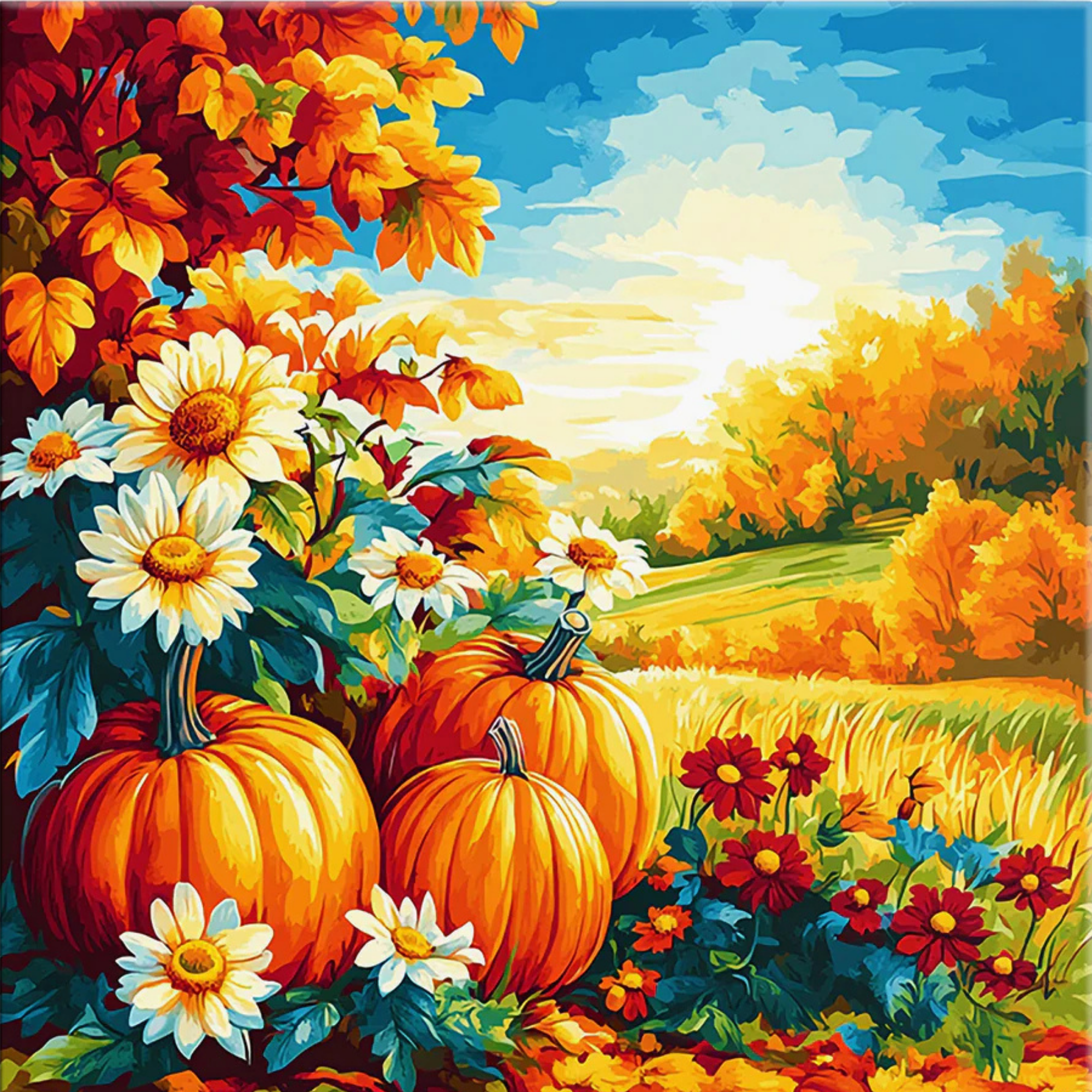 Golden Harvest DIY Acrylic Painting by Numbers Kit on Canvas. Deepan Enterprises
