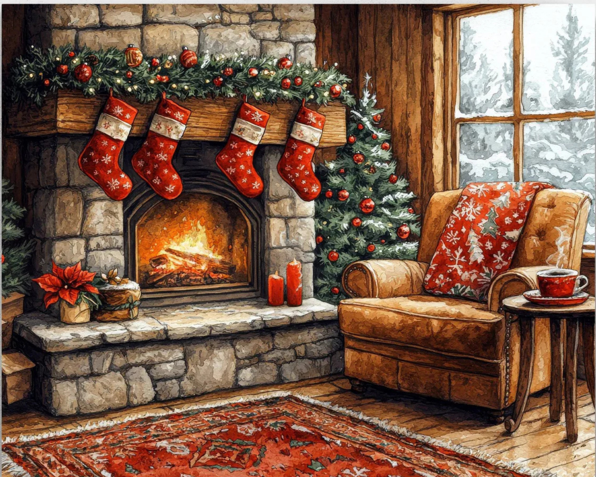 Jingle All The Way DIY Acrylic Painting by Numbers Kit on Canvas Deepan Enterprises