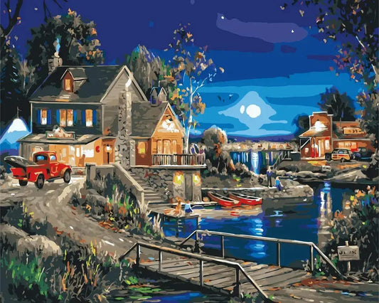 FARMHOUSE DIY Acrylic Painting by Numbers Kit on Canvas Deepan Enterprises