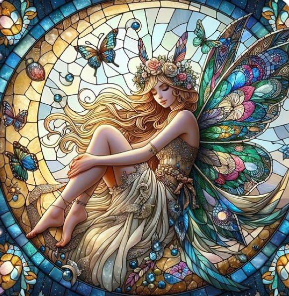 Glass Fairy DIY 5D Diamond Painting by Numbers Kit on Canvas Round Full Drill Rhinestone Embroidery Tulip N Turtle