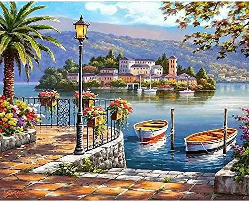 ISLAND DIY Acrylic Painting by Numbers Kit on Canvas Deepan Enterprises