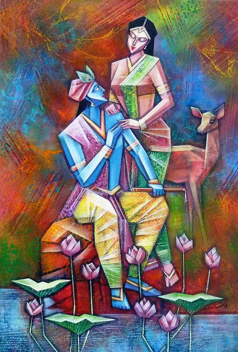 KRISHNA RADHA DIAMOND DIY Acrylic Painting by Numbers Kit on Canvas Deepan Enterprises