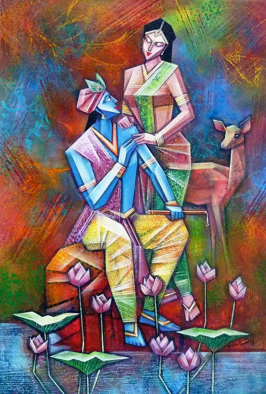 KRISHNA RADHA DIAMOND DIY Acrylic Painting by Numbers Kit on Canvas Deepan Enterprises