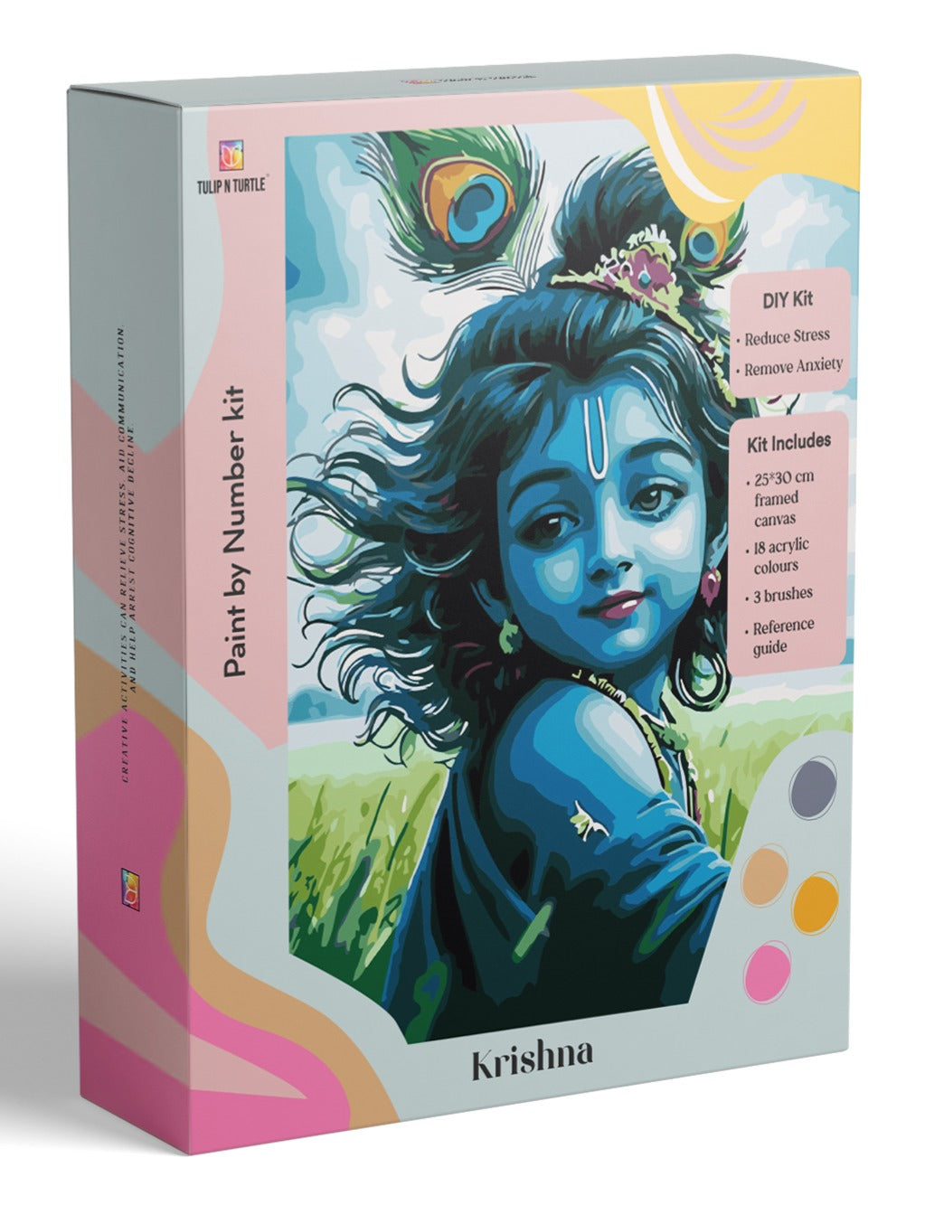 Krishna Framed DIY Acrylic Paint by Number Kit 18 colour 25cm*30cm each. - TULIP N TURTLE