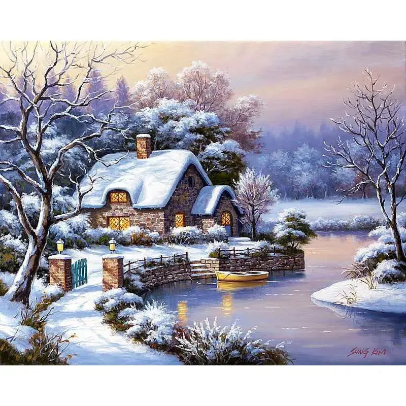 SNOW DIY Acrylic Painting by Numbers Kit on Canvas. Deepan Enterprises