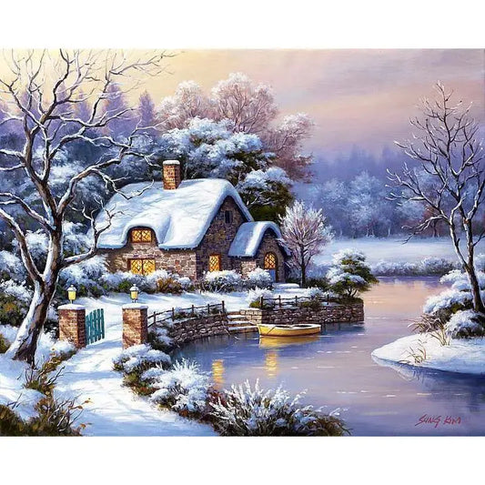 SNOW DIY Acrylic Painting by Numbers Kit on Canvas. Deepan Enterprises