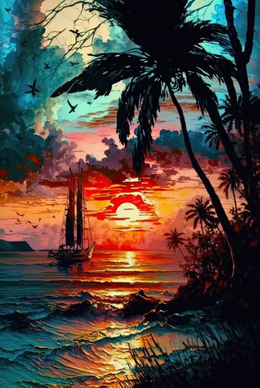 SUNSET DIY Acrylic Painting by Numbers Kit on Canvas. Deepan Enterprises