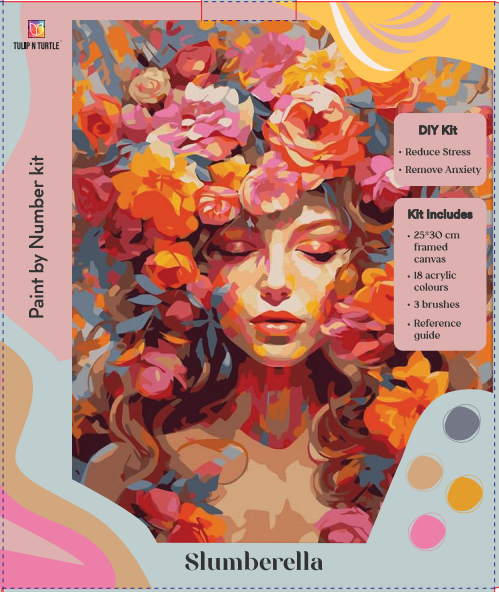 SLUMBERELLA Framed DIY Acrylic Paint by Number Kit 18 colour 25cm*30cm each. - TULIP N TURTLE