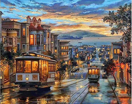 TRAM DIY Acrylic Painting by Numbers Kit on Canvas. Deepan Enterprises