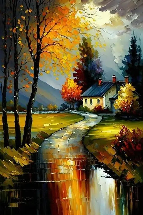 Urban Landscape DIY Acrylic Painting by Numbers Kit on Canvas. Deepan Enterprises