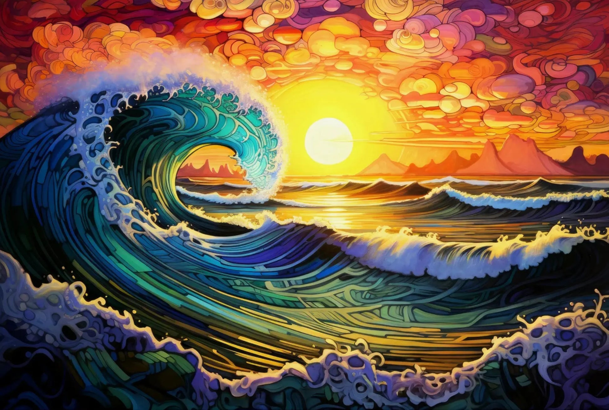 WAVE DIY Acrylic Painting by Numbers Kit on Canvas - TULIP N TURTLE