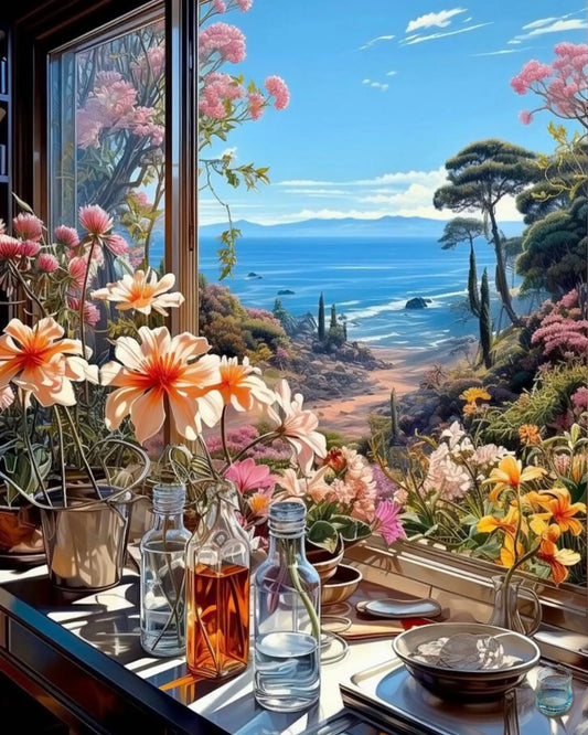 WINDOW DIY Acrylic Painting by Numbers Kit on Canvas (Copy) - TULIP N TURTLE