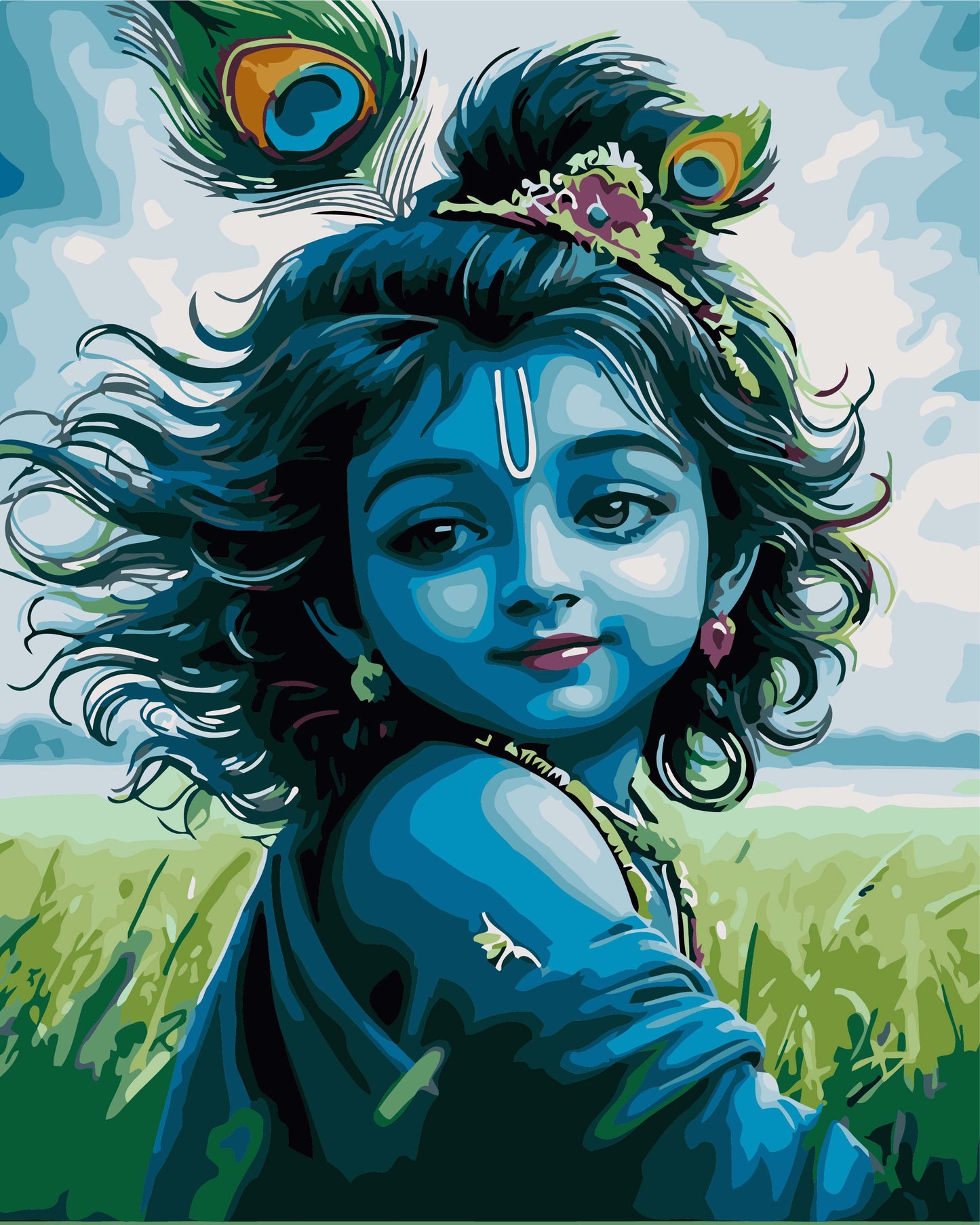 Krishna Framed DIY Acrylic Paint by Number Kit 18 colour 25cm*30cm each. - TULIP N TURTLE