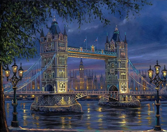 London Bridge DIY Acrylic Painting by Numbers Kit on Canvas Deepan Enterprises