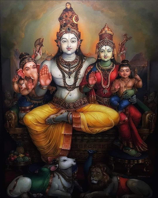 "SHIV KUTUMBH" DIY Acrylic Painting by Numbers Kit on Canvas - TULIP N TURTLE