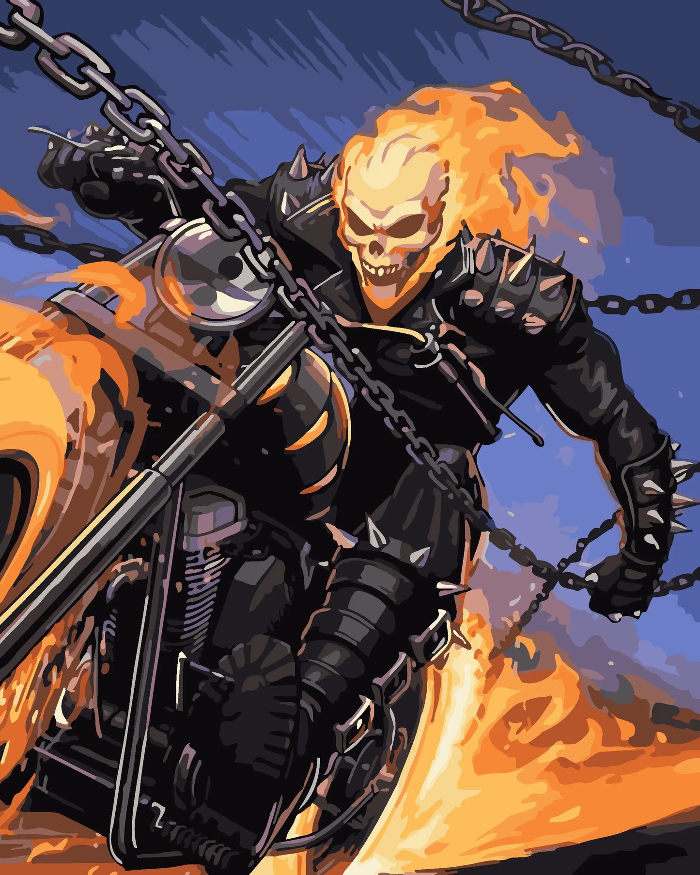 Ghost Rider DIY Acrylic Painting by Numbers Kit on Canvas Tulip n Turtle