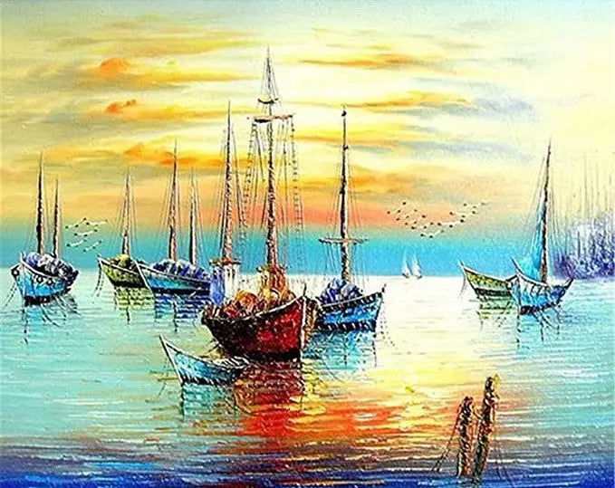 Ship DIY Acrylic Painting by Numbers Kit on Canvas Deepan Enterprises
