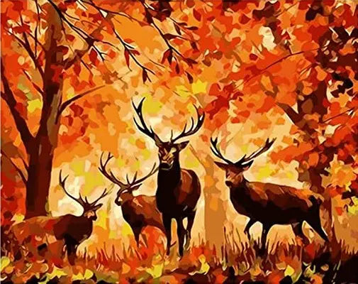DEER DIY Acrylic Painting by Numbers Kit on Canvas Deepan Enterprises
