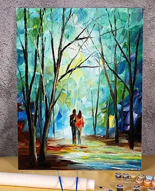 Treeline DIY Acrylic Painting by Numbers Kit on Canvas Deepan Enterprises