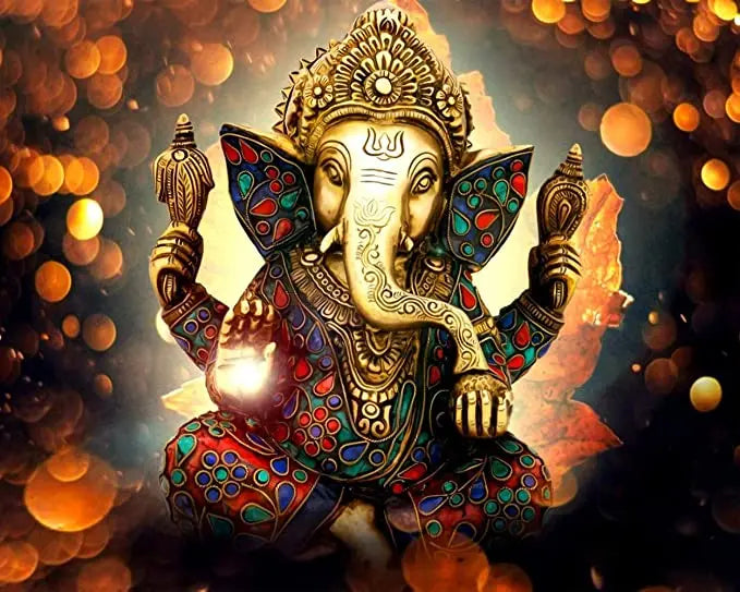 Colourful Ganesha DIY Acrylic Painting by Numbers Kit on Canvas Deepan Enterprises