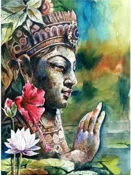 Buddha Grace DIY Acrylic Painting by Numbers Kit on Canvas Deepan Enterprises