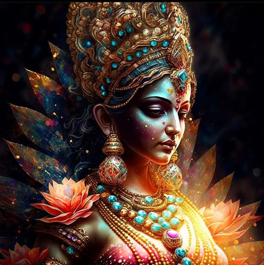 Digital Lotus DIY Acrylic Painting by Numbers Kit on Canvas Deepan Enterprises