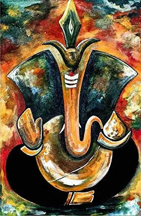Ganesha Idol DIY Acrylic Painting by Numbers Kit on Canvas Deepan Enterprises.