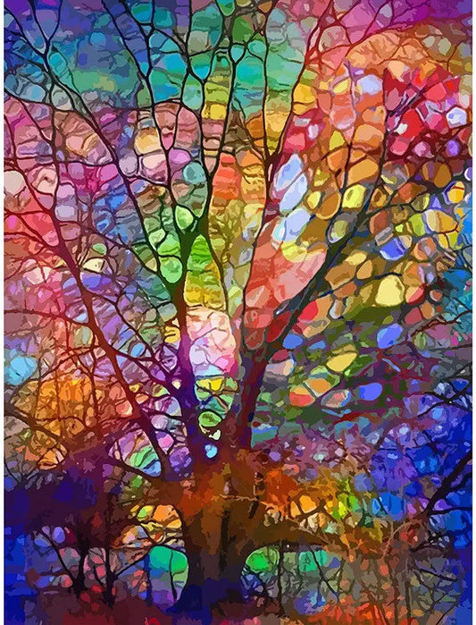 Colorful Tree DIY Acrylic Painting by Numbers Kit on Canvas Deepan Enterprises