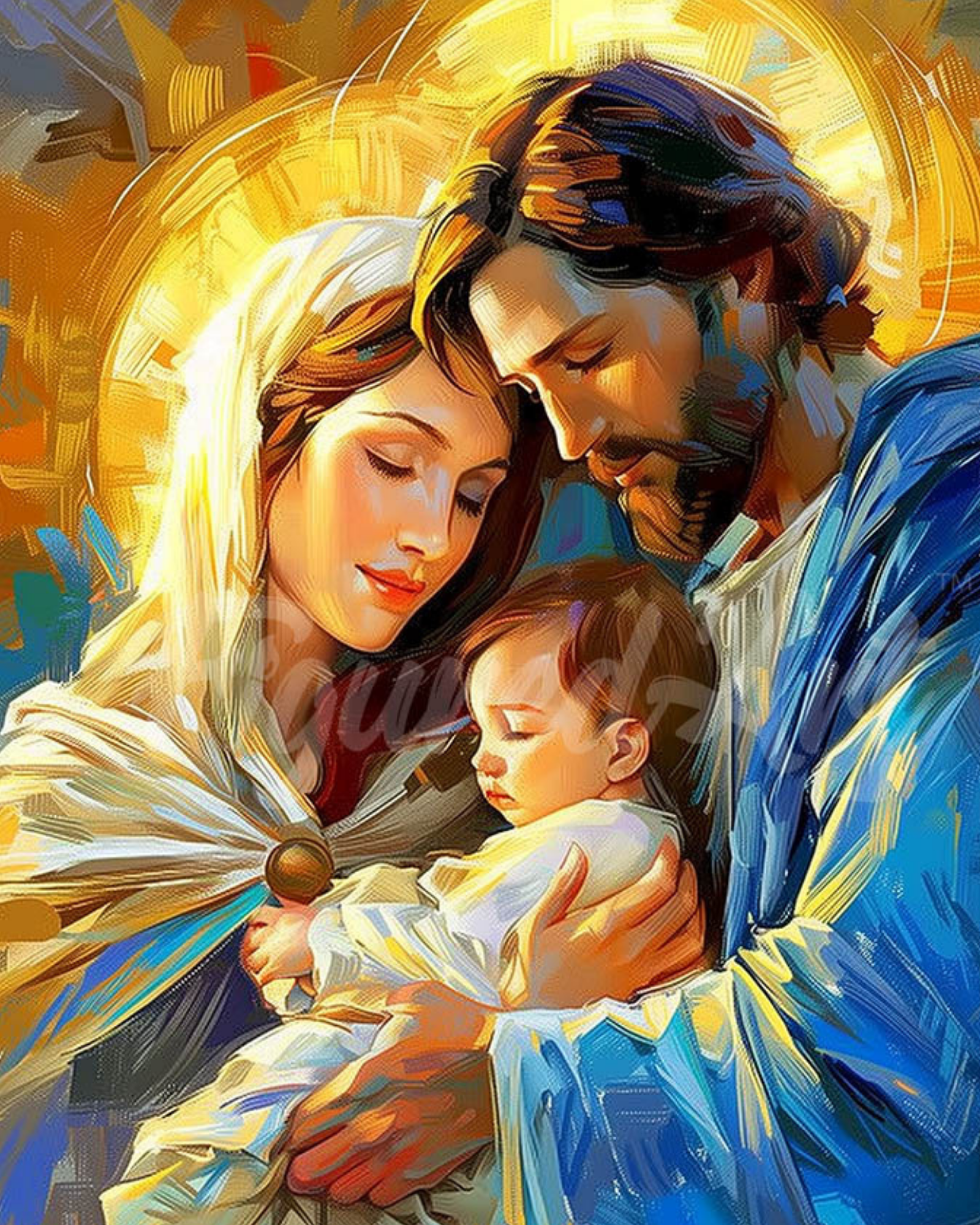 HOLY Family DIY 5D Round Diamond Painting by Numbers Kit  on Canvas Full Drill Rhinestone Embroidery Tulip N Turtle