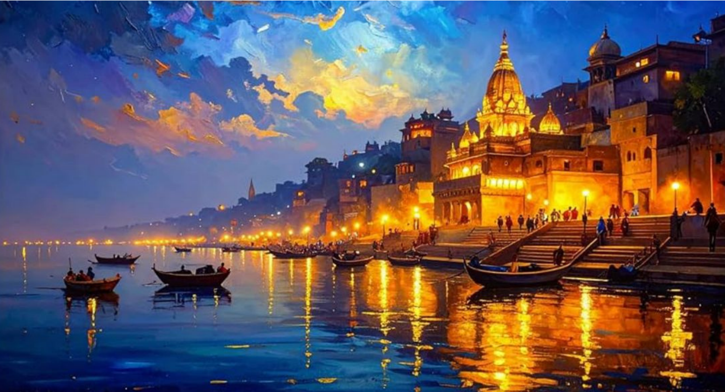 BANARAS Acrylic Painting by Numbers Kit on Canvas.