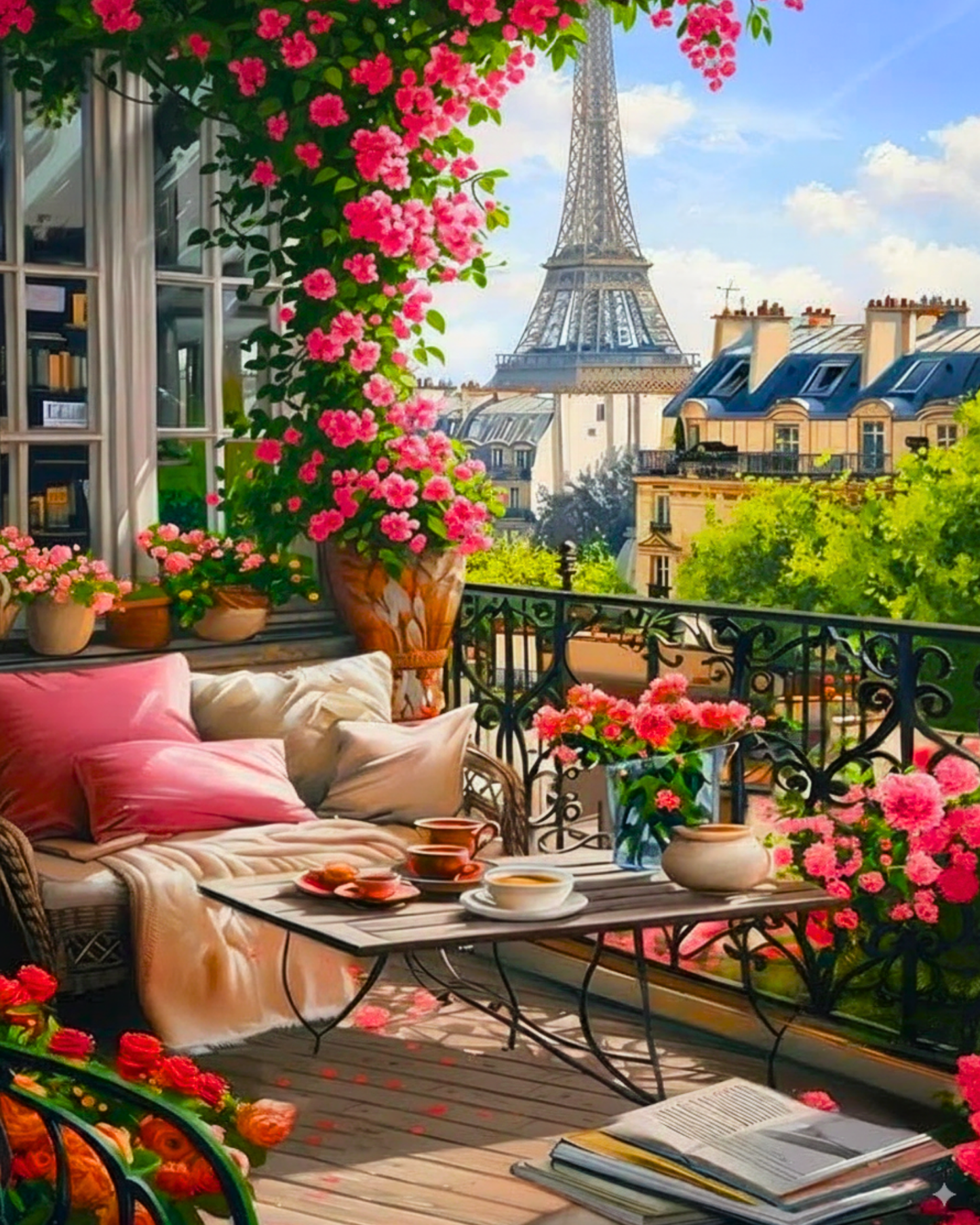 An Evening in Paris DIY 5D Round Diamond Painting by Numbers Kit  on Canvas Full Drill Rhinestone Embroidery Tulip N Turtle