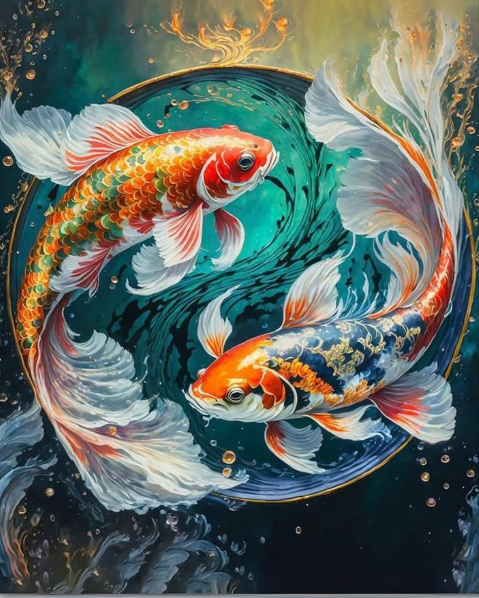 FISH  DIY 5D Round Diamond Painting by Numbers Kit  on Canvas Full Drill Rhinestone Embroidery Tulip N Turtle