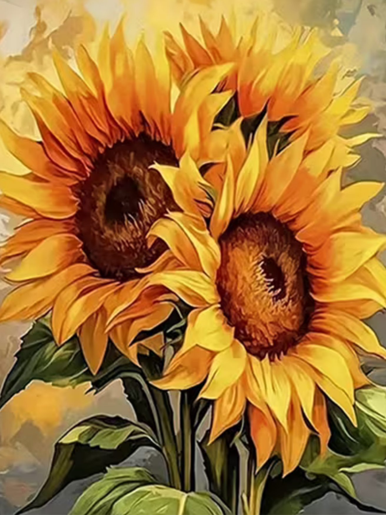 TULIP N TURTLE Sunflower Trio DIY 5D Diamond Painting Kit Round Dril Cross Stitch